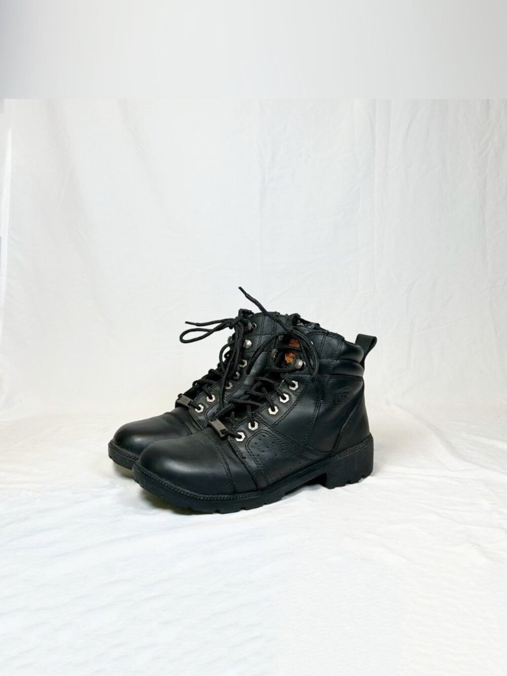 Milwaukee Leather Womens Black Lace Up Side Zip Motorcycle Rider Boots~9~